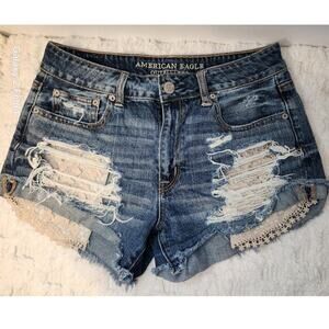 American Eagle AE Boho Fringe Hi-rise Festival Shorts Womans Size 8